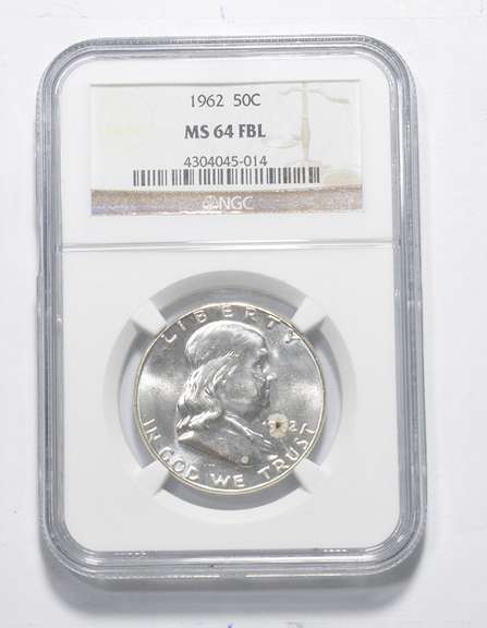 MS64 FBL 1962 Franklin Half Dollar - Graded NGC