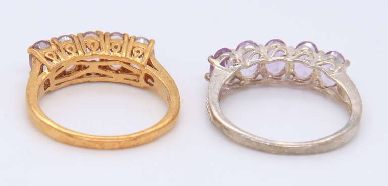 Lot of 2 Vintage 925 Sterling Silver Cubic Zirconia Bands