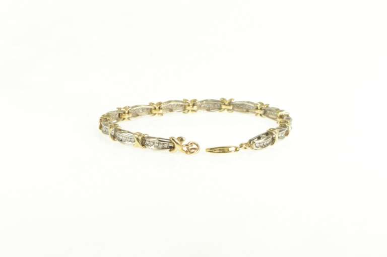 10K White Gold 1.75 Ctw Two Tone Diamond X Tennis Bracelet