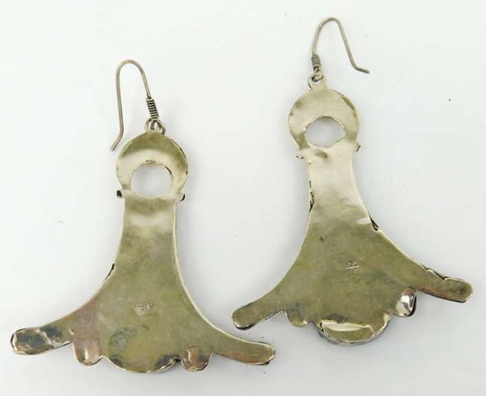 Vintage Large Sterling & Black Onyx Earrings