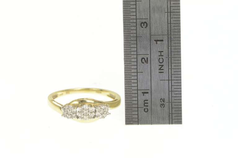 10K Yellow Gold Diamond Flower Cluster Bypass Promise Ring