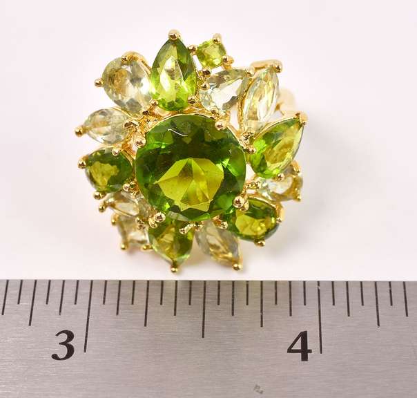Striking Shades of Green Vermeil Ring