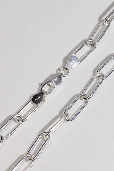 Italian .925 Sterling Silver 6.mm Paperclip Chain 16 Inches