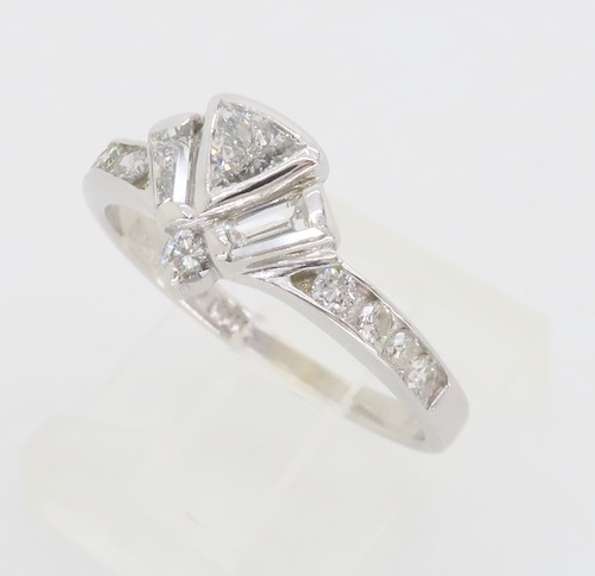 Unique Diamond Fan Ring made in 14k White Gold