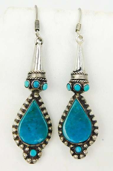 Long Dangly Sterling Turquoise Earrings