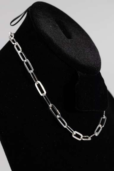 .925 Sterling Silver 7mm Paperclip Chain 16 Inches