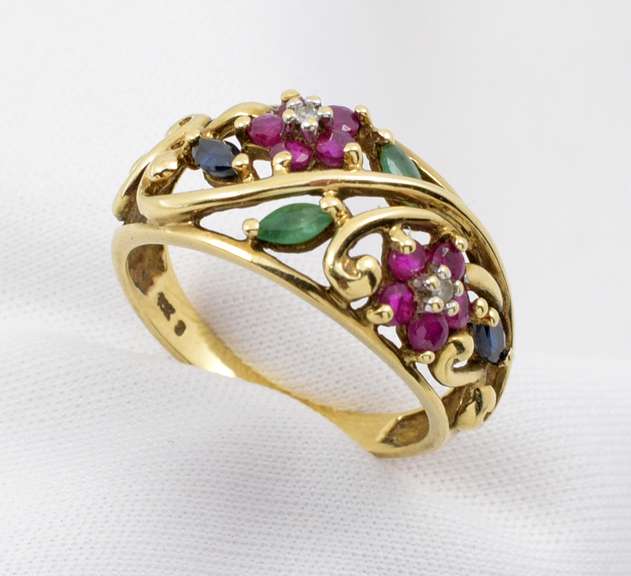 Floral Design Multi-Stone Ring