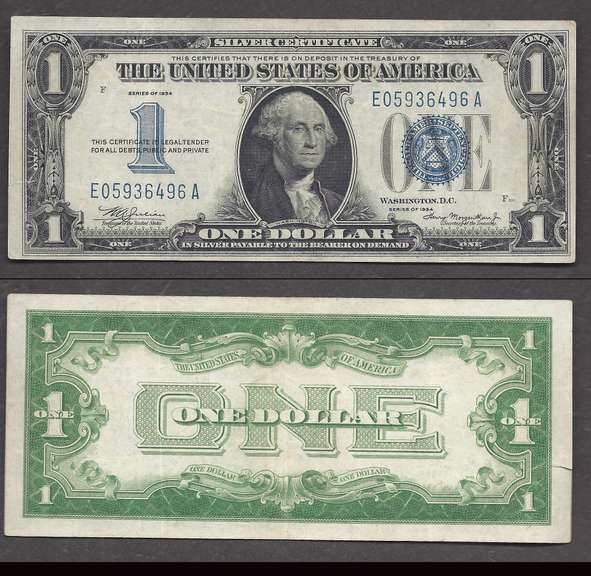 $1 1934 "Funny Back" Grades About Uncirculated