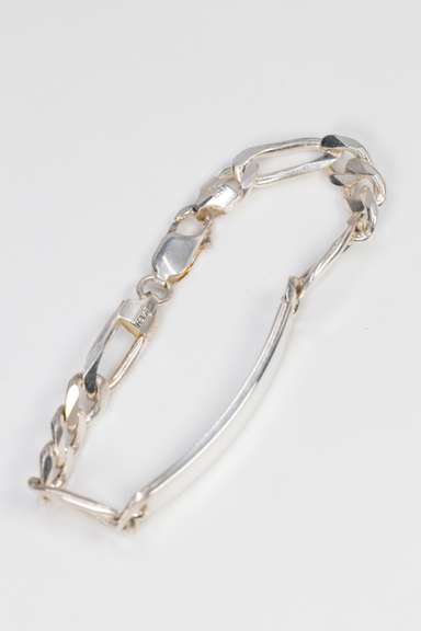 .925 Sterling Silver 8.5mm Diamond Cut Curb Link ID Bracelet 8 Inches