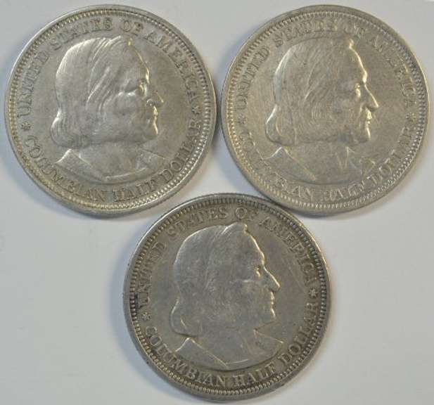 3 1892 Columbian Commemorative Half Dollars
