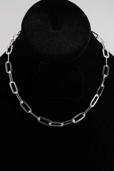 .925 Sterling Silver 7mm Paperclip Chain 16 Inches