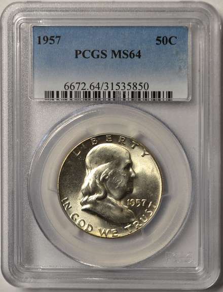 1957 Franklin Half Dollar PCGS MS64
