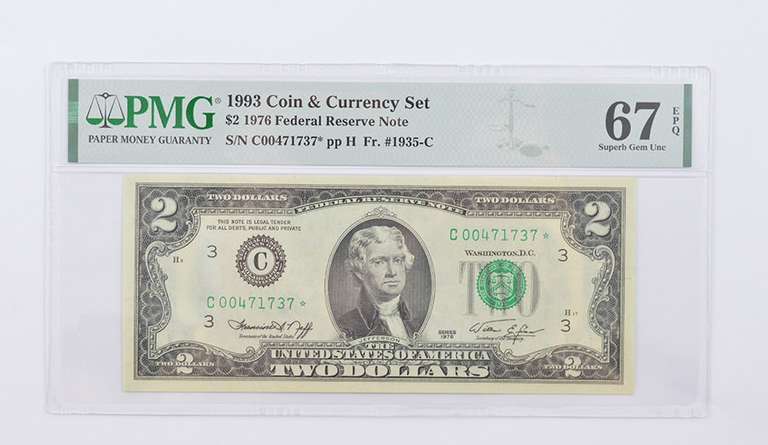 1976 $2 Note FR#1935-C* 1993 Coin Currency PMG 67 EPQ Superb GEM UNC