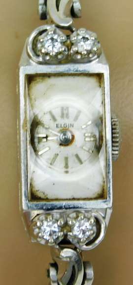 Early 14K Gold & Diamonds Elgin Wrist Watch