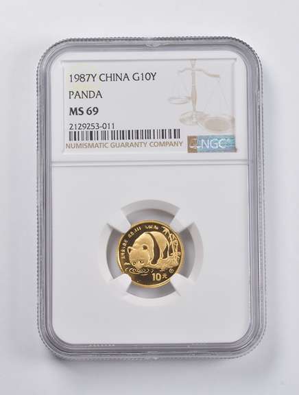 MS69 1987 China 10 Yuan Gold Panda 1/10 Oz. .999 Fine Gold NGC