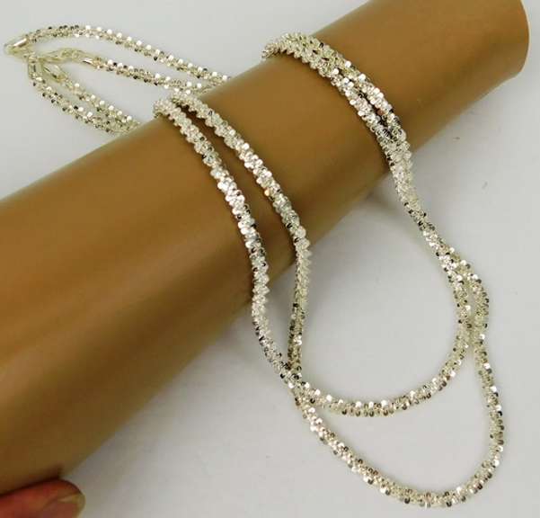 2 Italian Milor Glistening Sterling Silver Necklaces