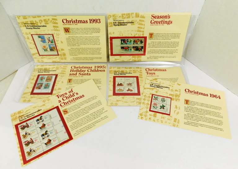 6 U.S. Commemorative Christmas Stamp Blocks