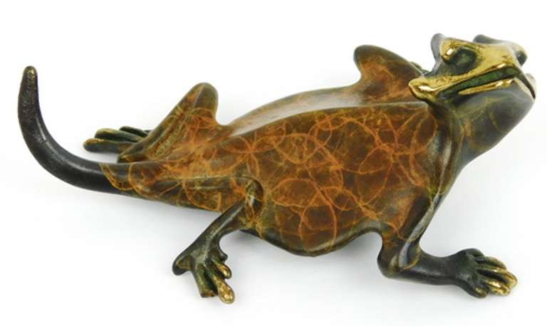 Artist Signed Metal Iguana Figure