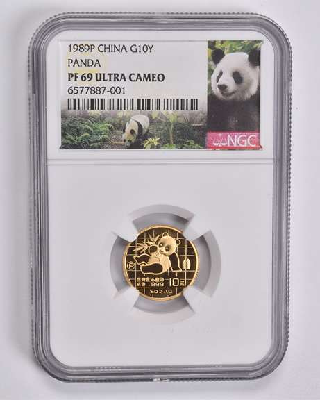 PF69 UCAM 1989-P China 10 Yuan 1/10 Oz. .999 Fine Gold Panda NGC