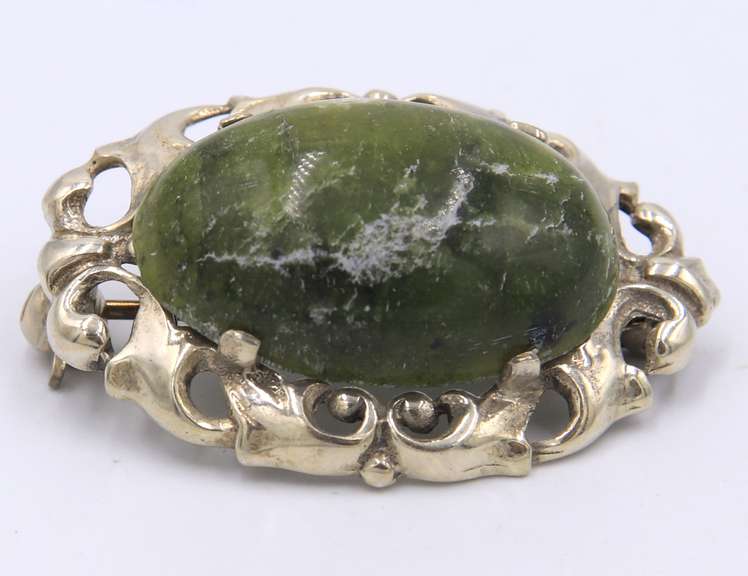 Vintage 925 Sterling Silver Gemstone Brooch