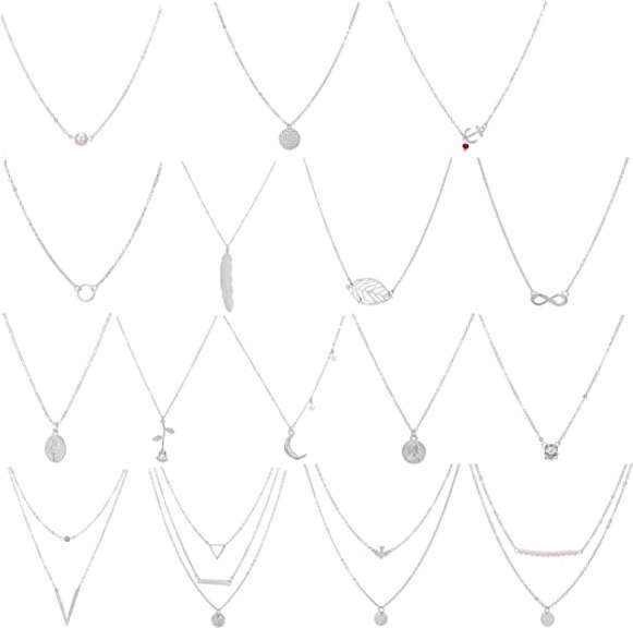 16 Pcs Variety Fashion Necklaces