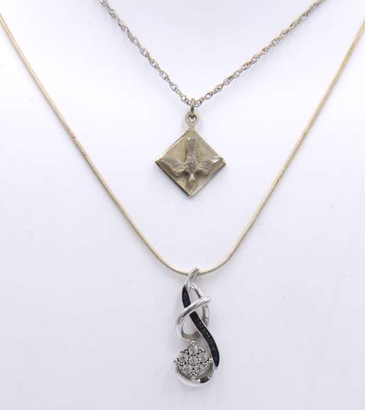 Group Lot of 2 Vintage 925 Sterling Silver Necklaces