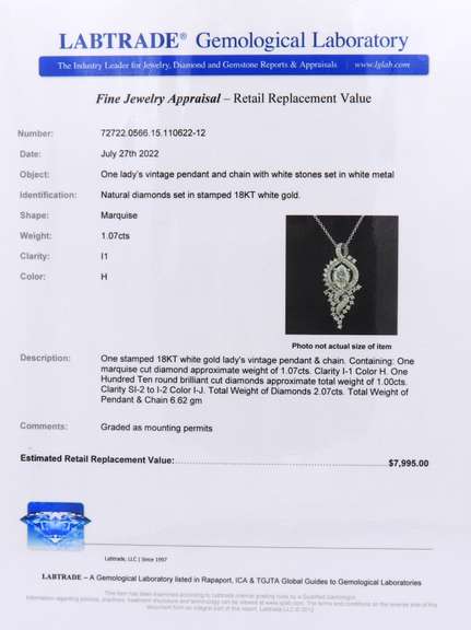 Masterpiece 18kt White Gold Diamond Pendant on Chain