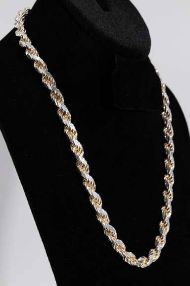 Italian .925 Sterling Silver 8mm Diamond Cut Rop Chain 22 Inches