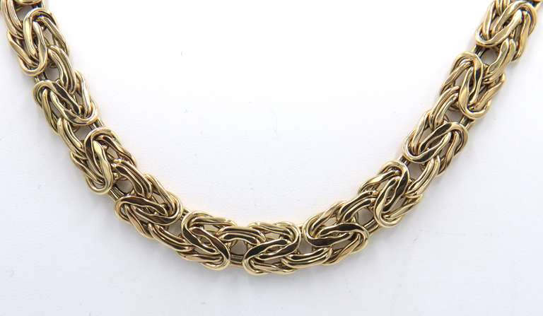 Incredible Yellow Gold Pave Diamond Byzantine Chain Necklace