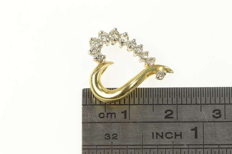 14K Yellow Gold Curvy Diamond Heart Love Classic Symbol Charm/Pendant