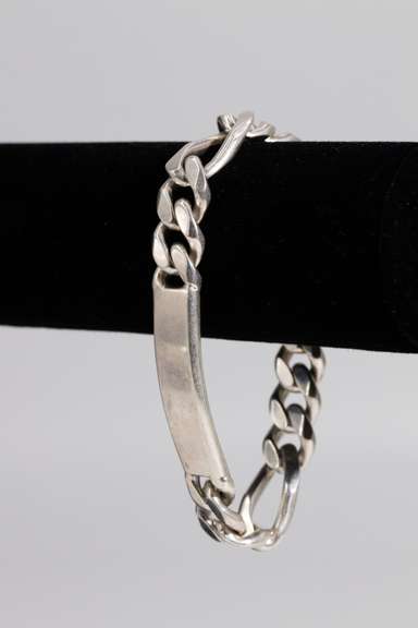 Italian .925 Sterling Silver 15mm Figaro Link ID Bracelet 10 Inches