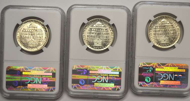1946 P-D-S Set Of Commemorative Booker T. Washington Half Dollars NGC MS64