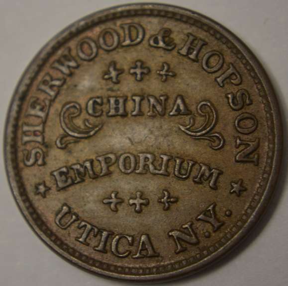 1863 Sherman & Hopson China Emporium Utica New York Civil Ear Store Card, Circulated.