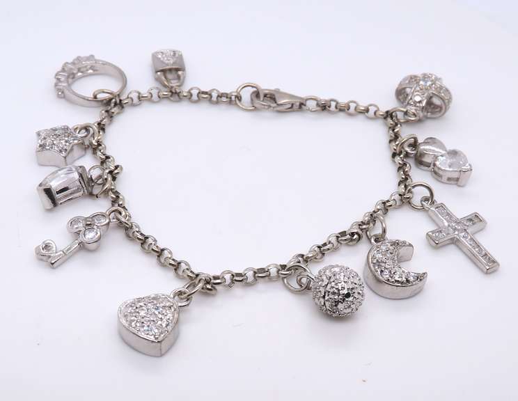 Vintage 925 Sterling Silver Charm Bracelet