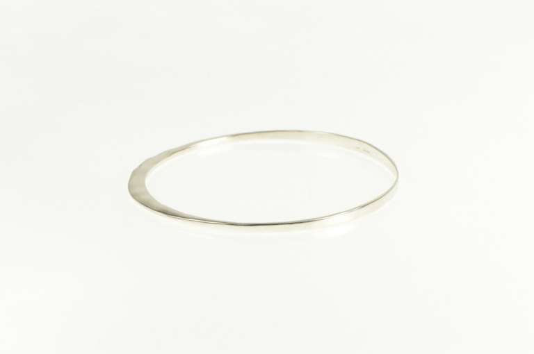 Sterling Silver Hammered Designer Asymmetrical Bangle Bracelet