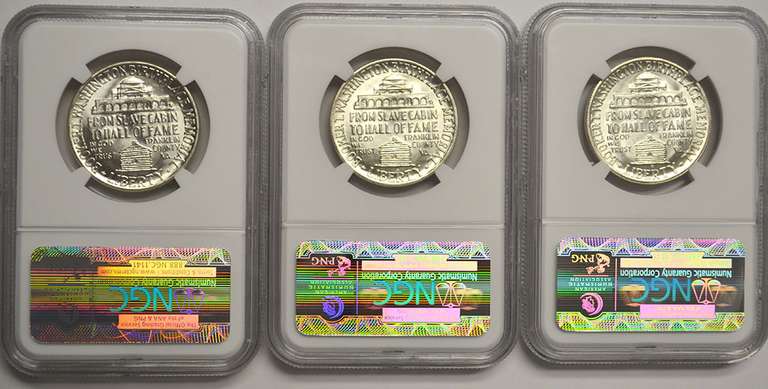 1950 P-D-S Set Of Booker T. Washington Commemorative Half Dollars NGC MS65