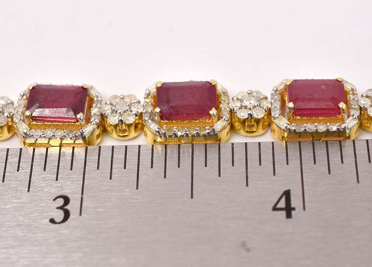 Darling 16.61CTW Ruby & 3.60CTW Diamond Bracelet in Gold Plated Sterling Silver