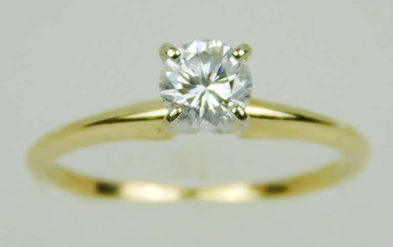 14K VS Quality .50 CT Diamond Solitaire Ring, 6.25