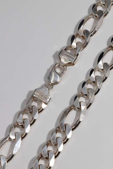 .925 Sterling Silver 13.5mm Figaro Chain 30 Inch