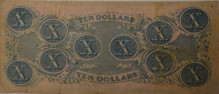 December 2nd 1862 Confederate $10 CS-52, Circulated.