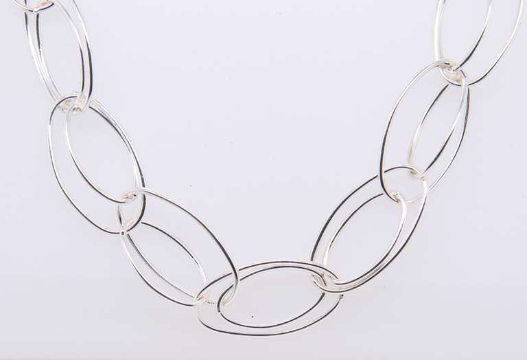 925 Sterling Silver Double Circle Long Necklace