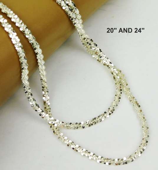 2 Italian Milor Glistening Sterling Silver Necklaces