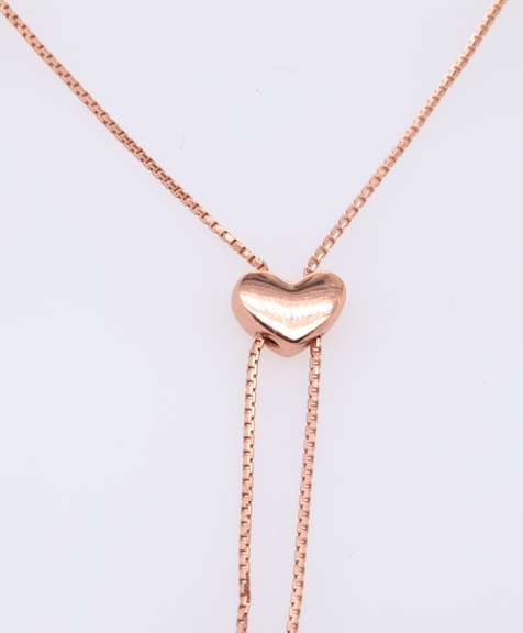 925 Sterling Silver Heart Shaped Lariat Necklace