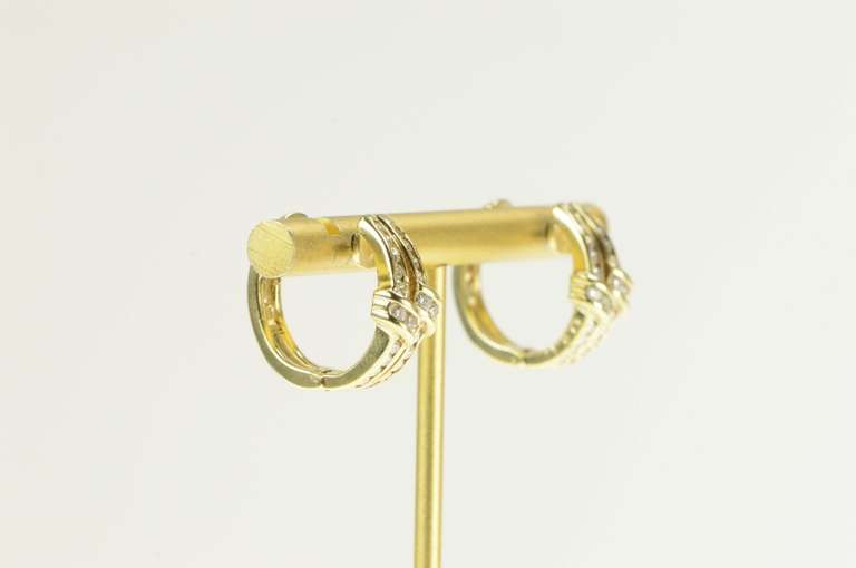 14K Yellow Gold Classic Diamond Encrusted Statement Hoop Earrings