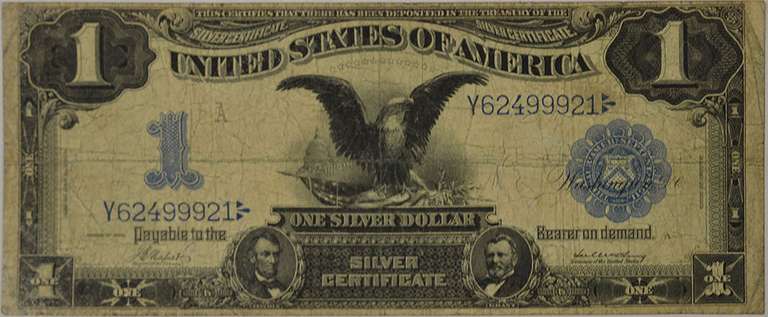 Series 1899 $1 Black Eagle Silver Certificate, Circulated.