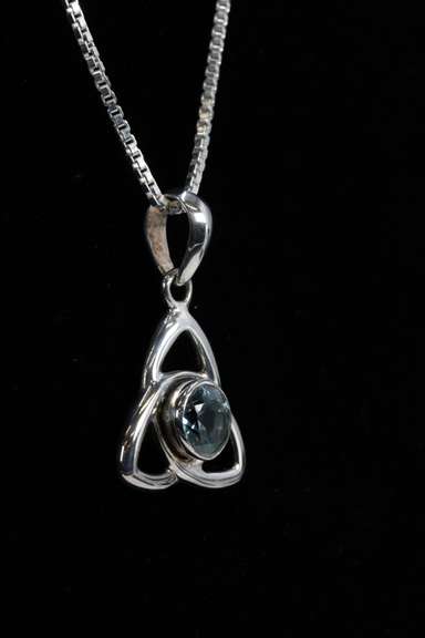 Sterling Silver Natural Blue Topaz Gemstone Pendant