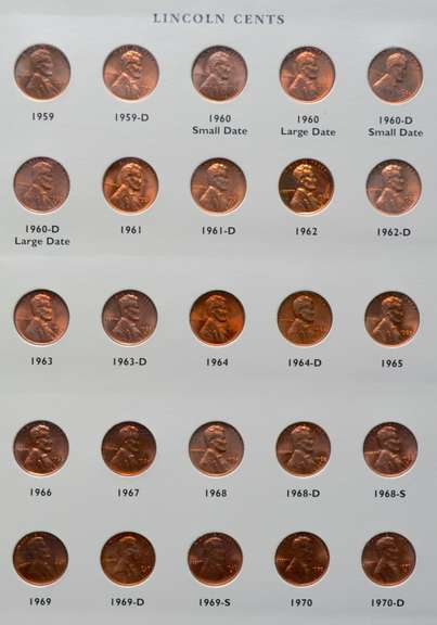 Full Red BU Memorial Cent Set 1959-2013