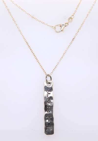 Vintage 925 Sterling Silver Faith Pendant on Chain Necklace