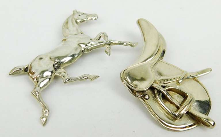 Signed Sterling Horse & Saddle Pins
