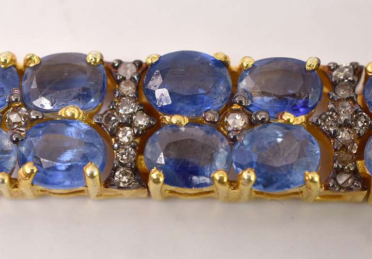 Dazzling 23.00CTW Kyanite & 2.03CTW Diamond Bracelet in Gold Plated Sterling Silver